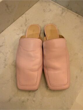 Wandler Blush Pink Leather Square-Toe Mules